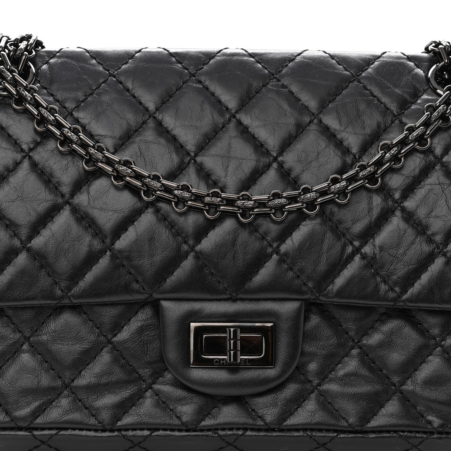 Chanel Aged Calfskin Quilted 2.55 Reissue 225 Flap So Black 8 of 10