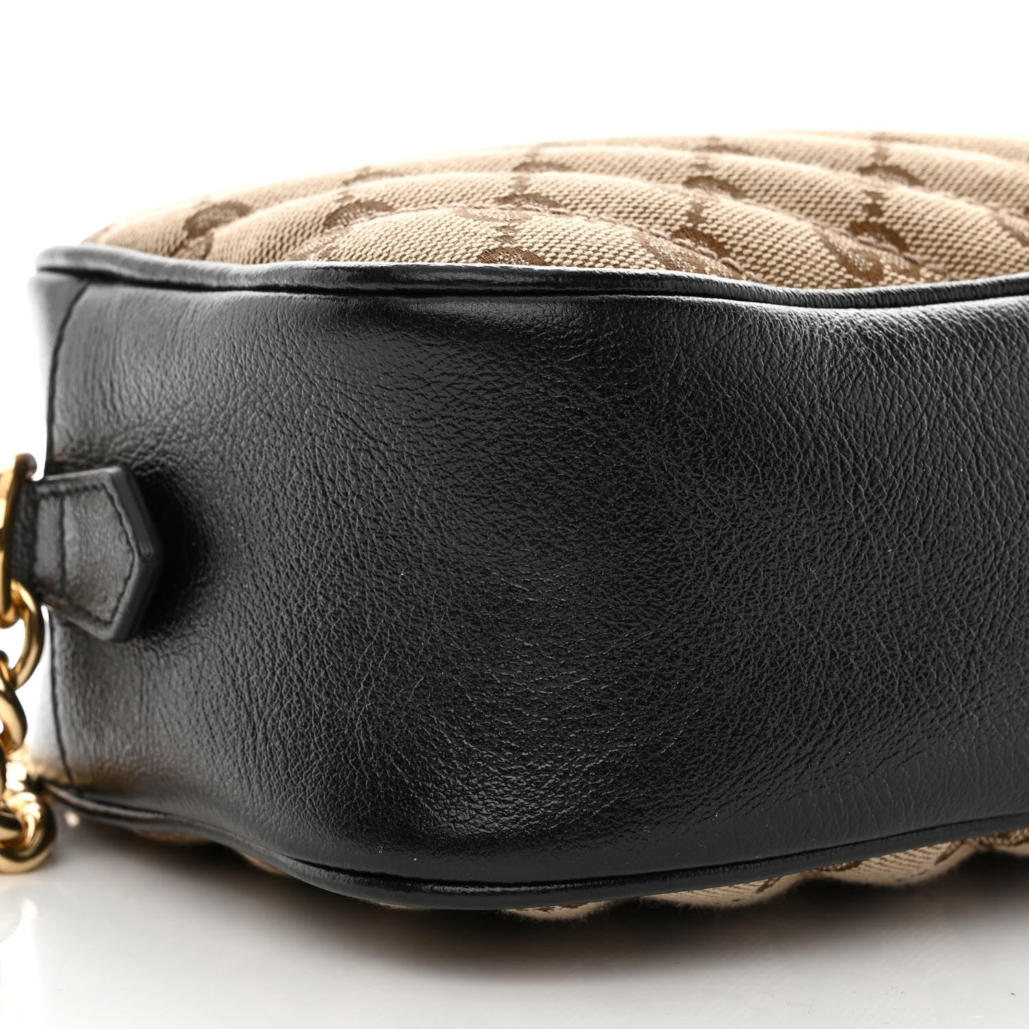 Gucci Monogram Matelasse Diagonal Small GG Marmont Chain Shoulder Bag Beige Black 9 of 11