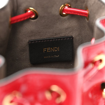 Fendi Vitello Vernice Mou F is Fendi Karligraphy Embossed Mini Mon Tresor Bucket Bag Rosso Cardinale 6 of 10