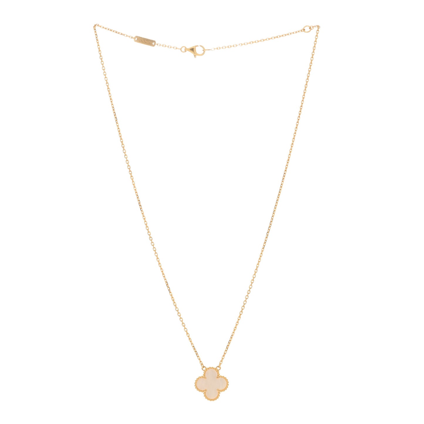 18K Yellow Gold Mother of Pearl Vintage Alhambra Pendant Necklace