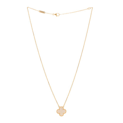 Van Cleef & Arpels 18K Yellow Gold Mother of Pearl Vintage Alhambra Pendant Necklace 2 of 4