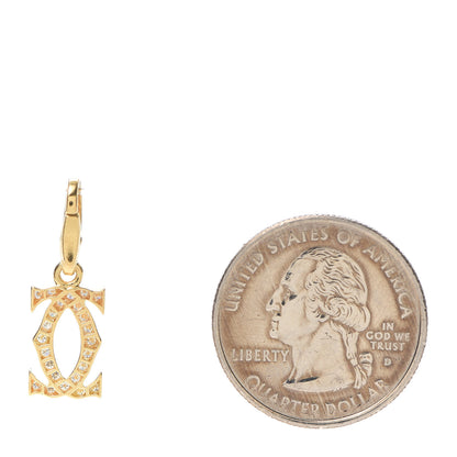Cartier 18K Yellow Gold Diamond Logo Charm 2 of 4