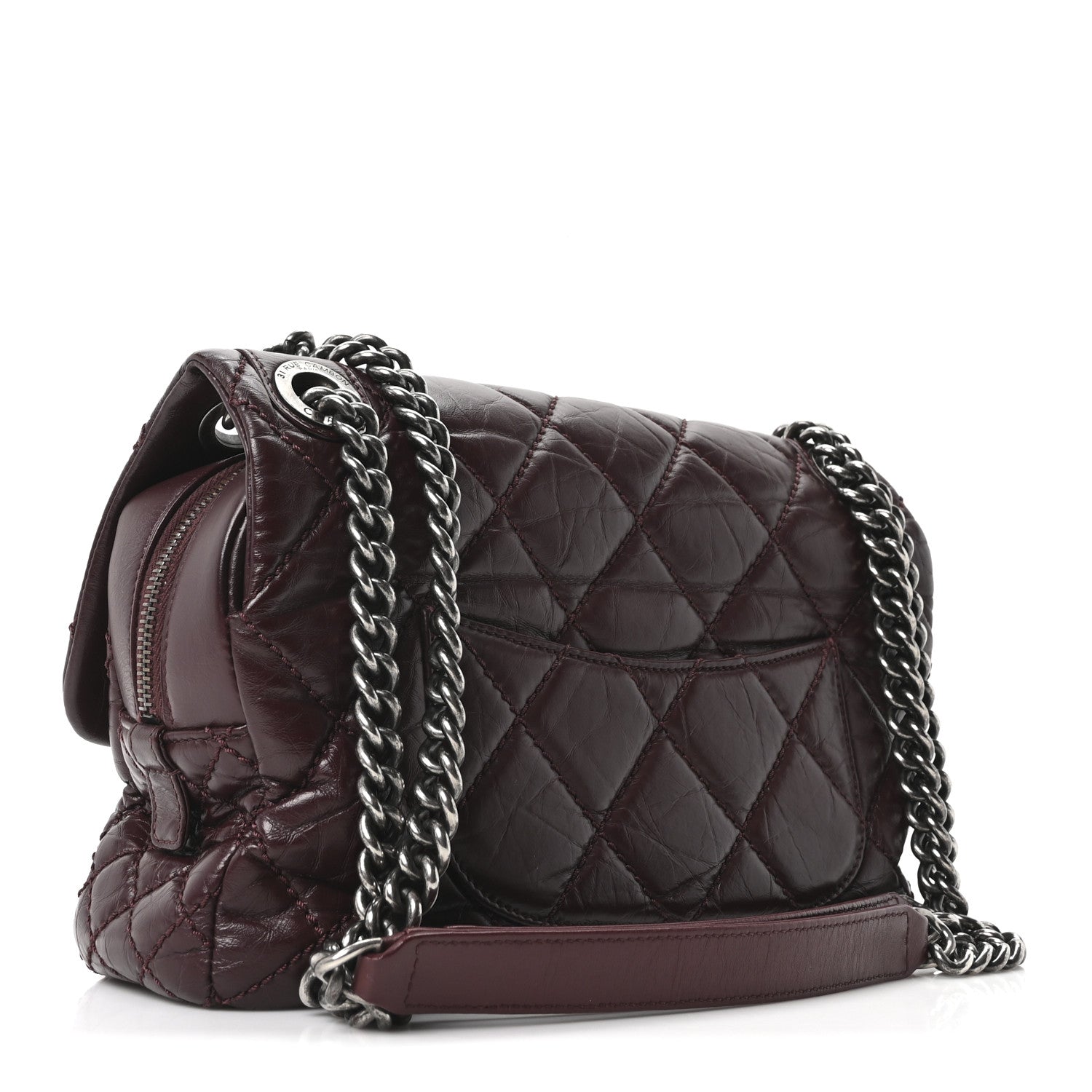 Chanel Aged Calfskin Medium New Portobello Flap Burgundy 3 of 10