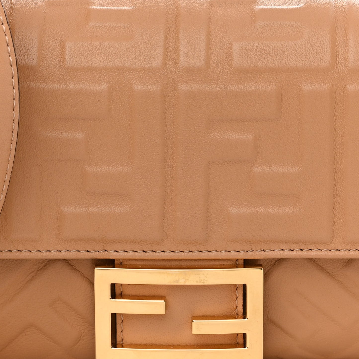 Nappa FF 1974 Embossed Baguette Miele Scuro