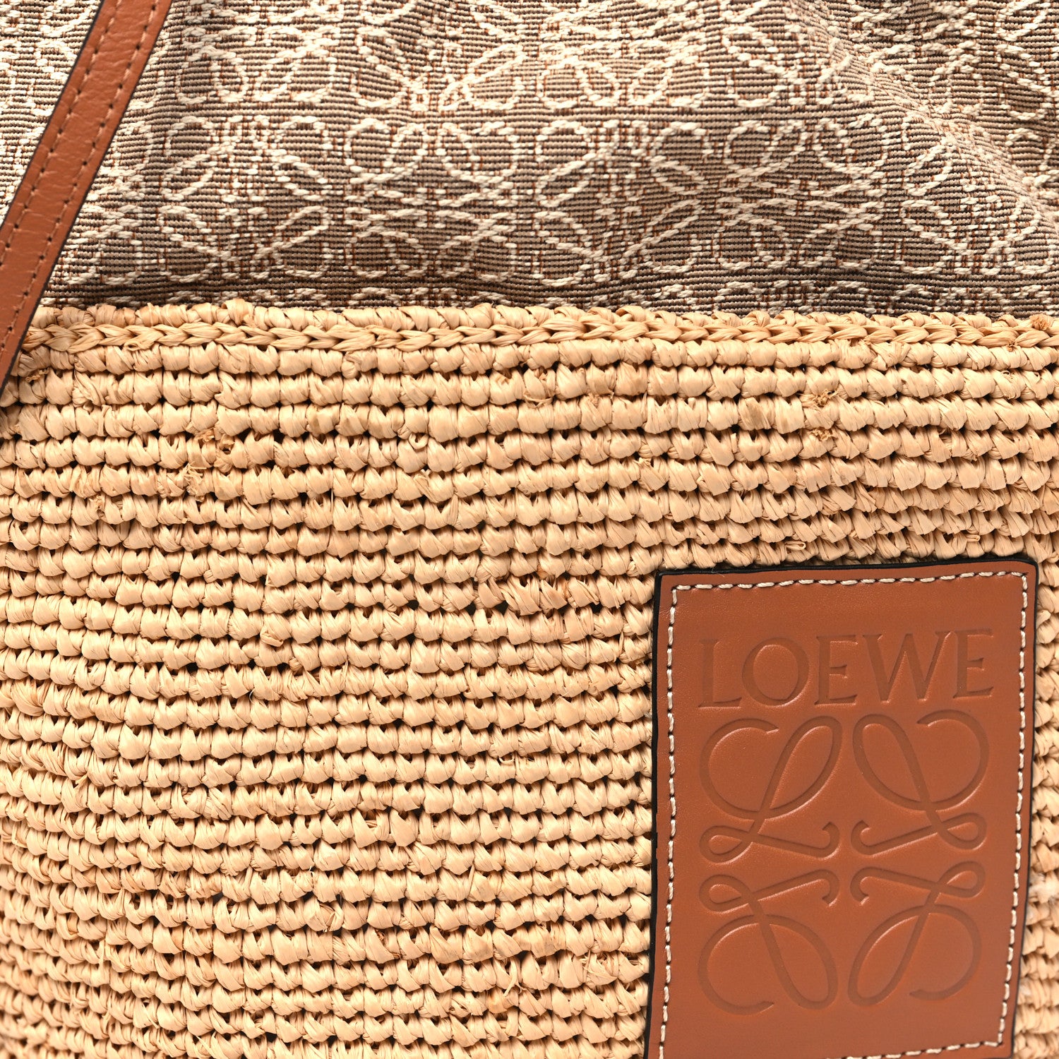 Loewe Calfskin Raffia Anagram Paulas Ibiza Pochette Bag Natural Tan 8 of 10