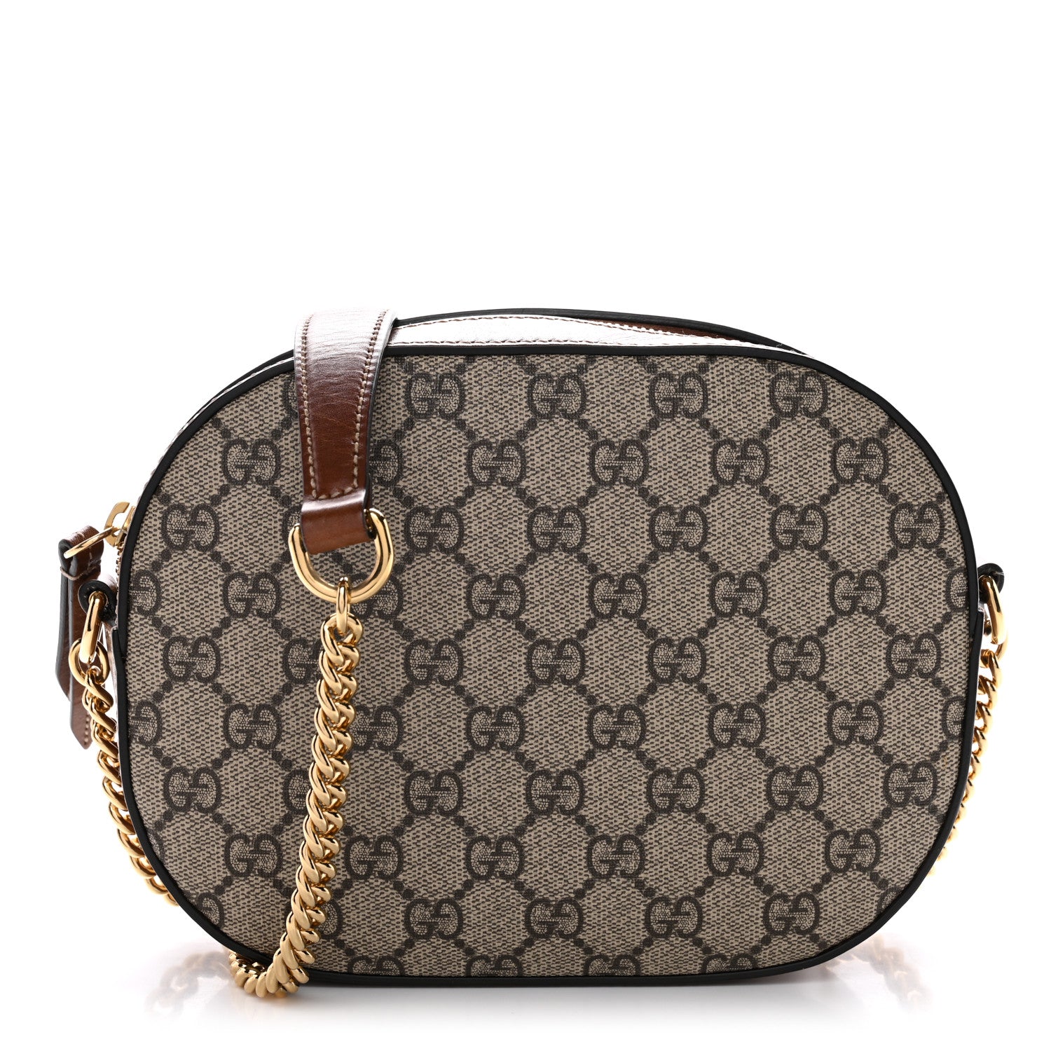 Gucci GG Supreme Monogram Cuoio Toscano Mini Chain Shoulder Bag Beige Ebony Cuir 1 of 12