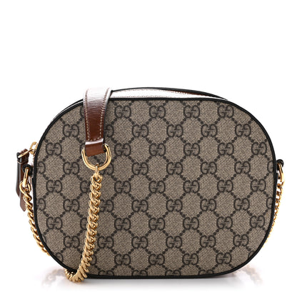 Gucci GG Supreme Monogram Cuoio Toscano Mini Chain Shoulder Bag Beige Ebony Cuir 1 of 12