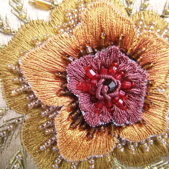 Judith Leiber Satin Beaded Flower Evening Bag Gold 8 of 9