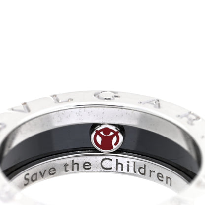 Bulgari Sterling Silver Ceramic Save The Children One-Band Ring 49 4.75 4 of 5