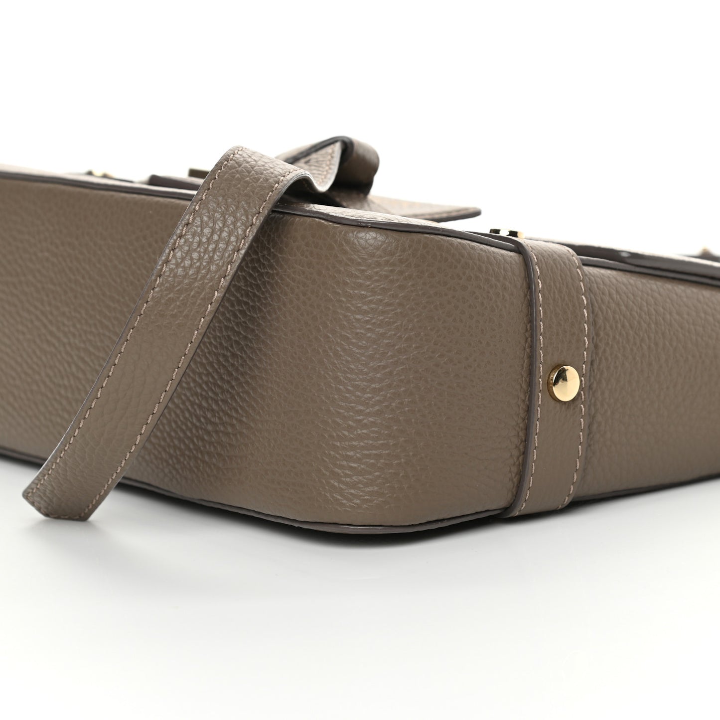 Pebbled Calfskin Studded Shoulder Bag Grey