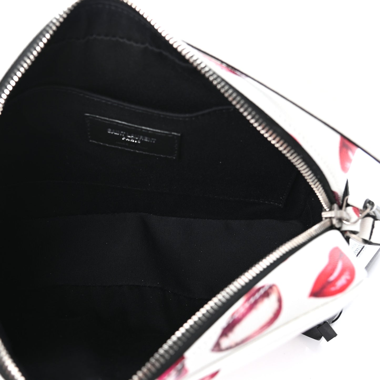 Grain De Poudre Lips Print Medium Classic Monogram Camera Bag White Red