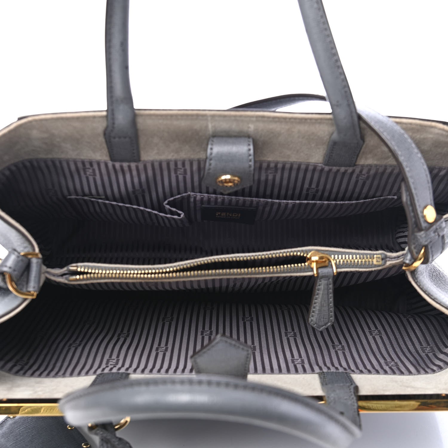 Fendi Vitello Elite Flamingo Regular 2Jours Tote Grigio Grigio Chiaro 4 of 6