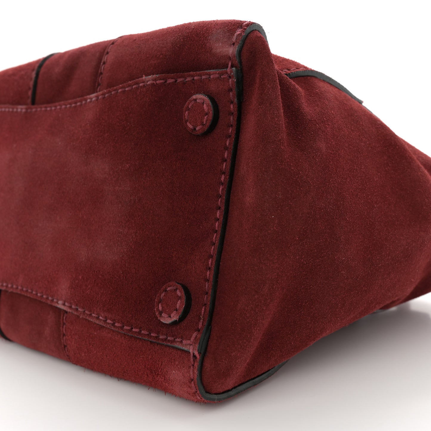 Suede Scamosciato Stitched Small Twin Pocket Tote Porpora
