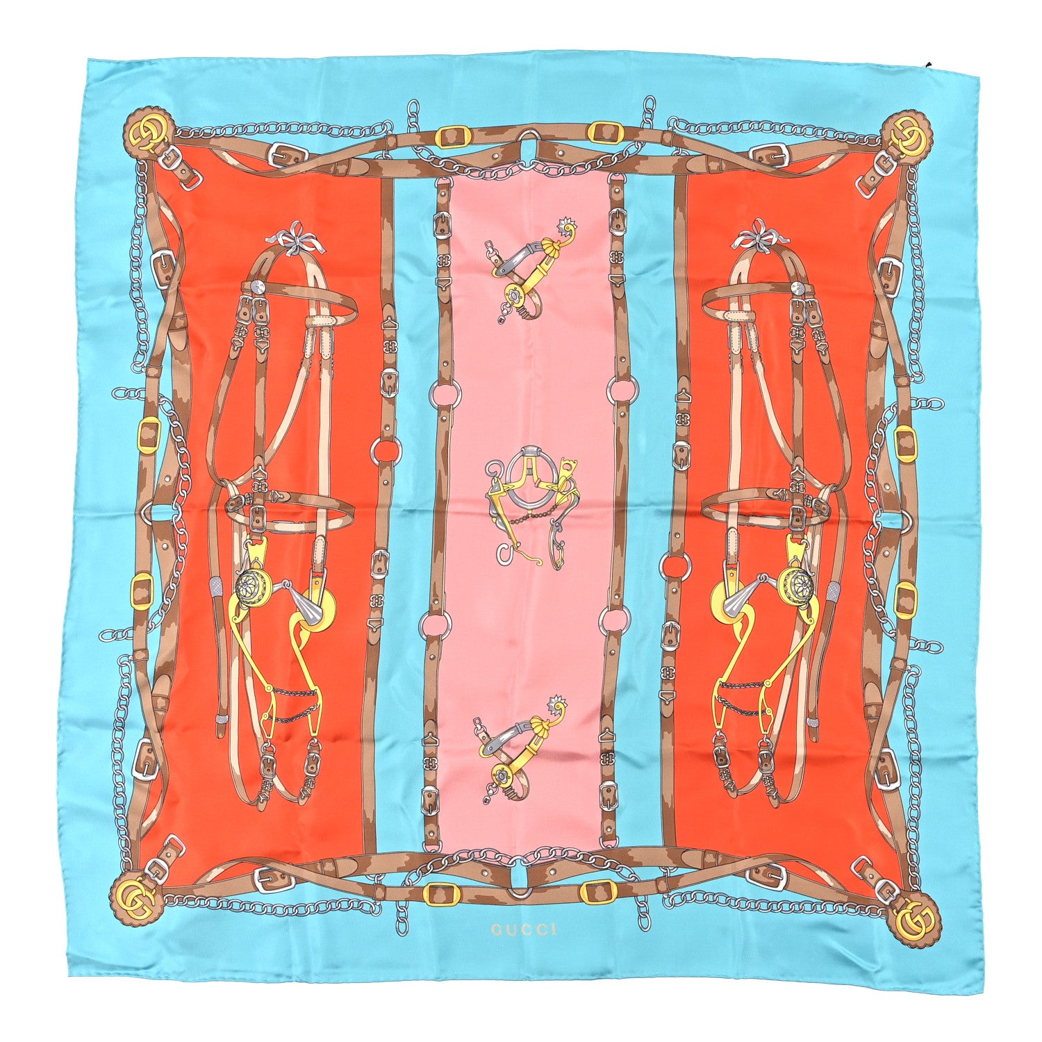 Gucci Silk Chain Print Scarf Multicolor Blue 1 of 4