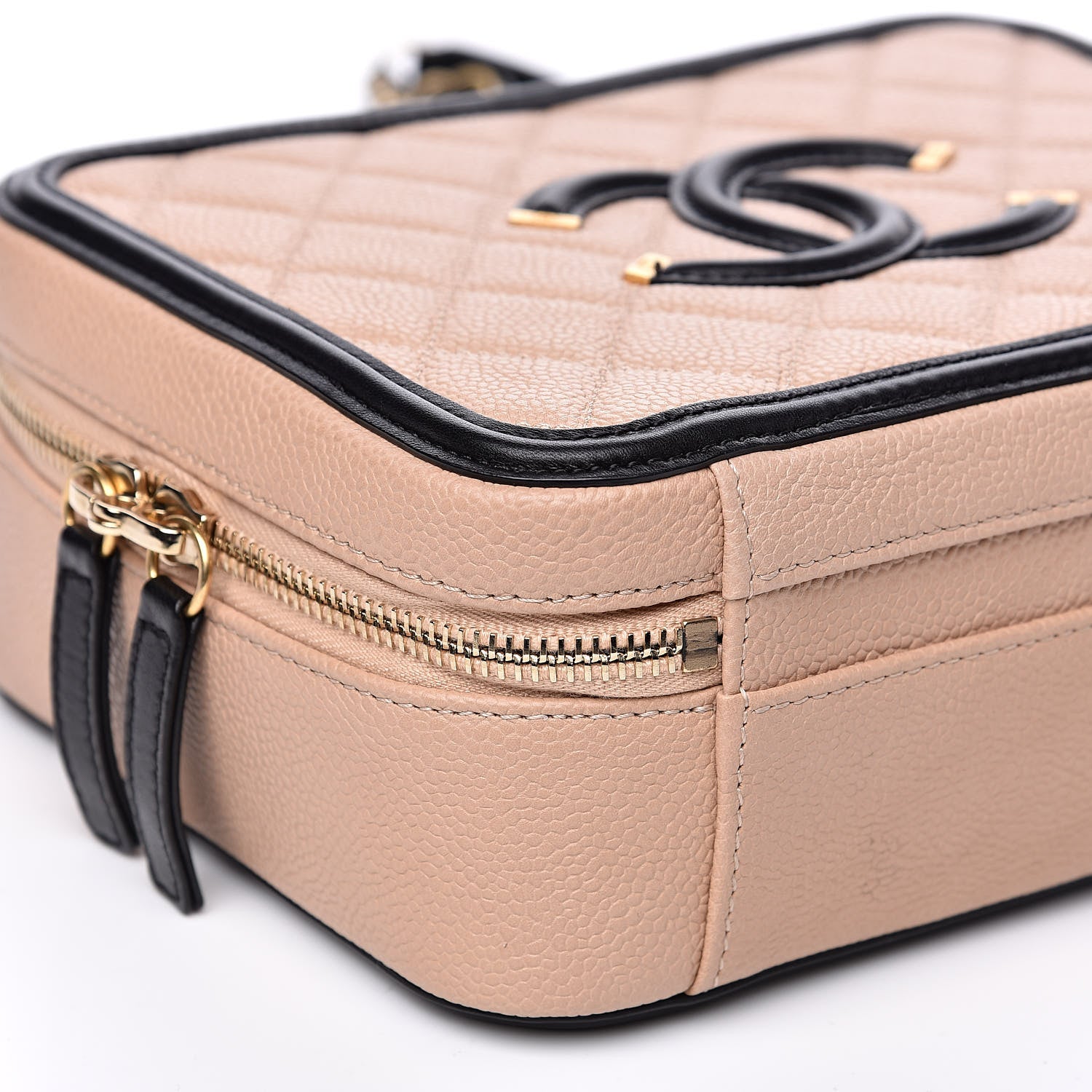 Chanel Caviar Quilted Medium CC Filigree Vanity Case Beige Black 11 of 13