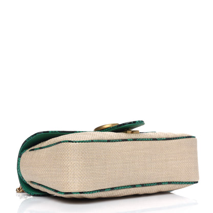 Gucci Raffia Elaphe Matelasse Small GG Marmont Shoulder Bag Natural New Shamarock 3 of 4