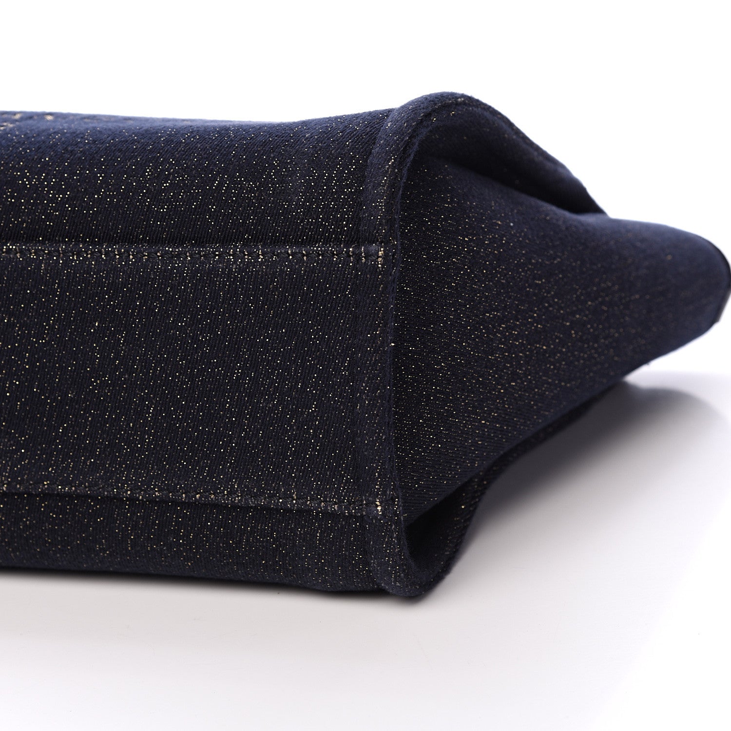 Chanel Lurex Canvas Small Deauville Tote Navy Blue Gold 9 of 10