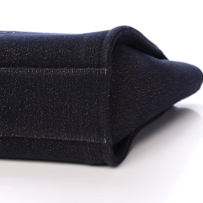 Chanel Lurex Canvas Small Deauville Tote Navy Blue Gold 9 of 10