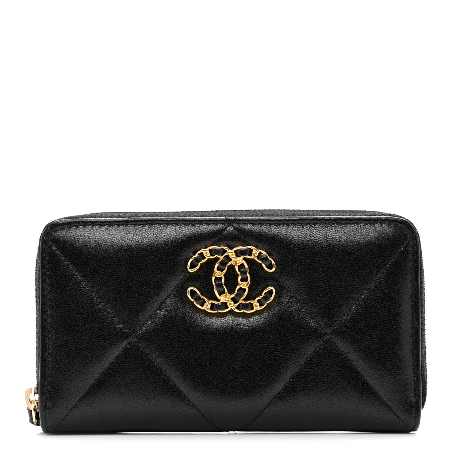 Chanel Goatskin Quilted Medium Chanel 19 Zipped Wallet Black 1 of 8