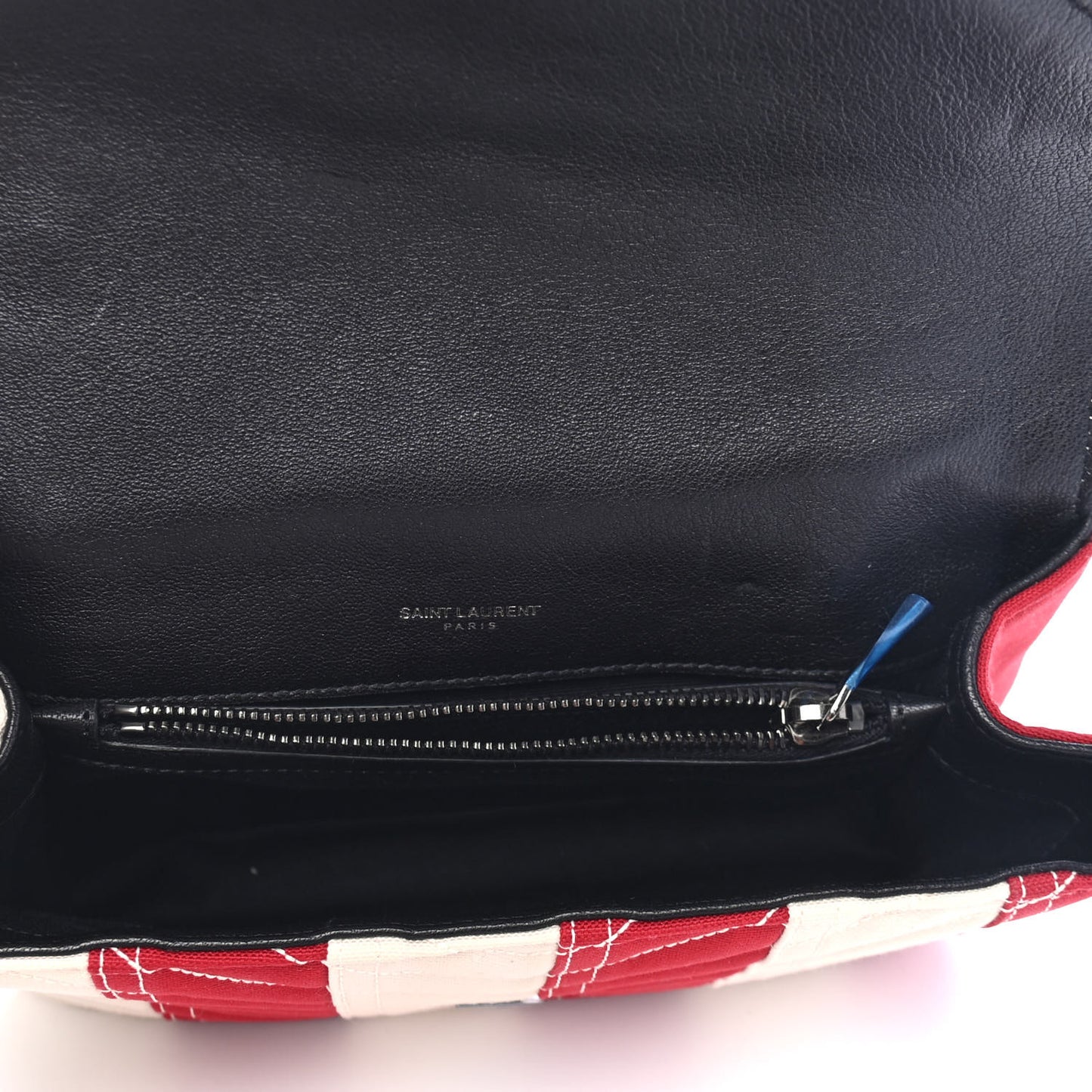 Canvas Matelasse Chevron American Flag Monogram Medium College Bag Red Blue