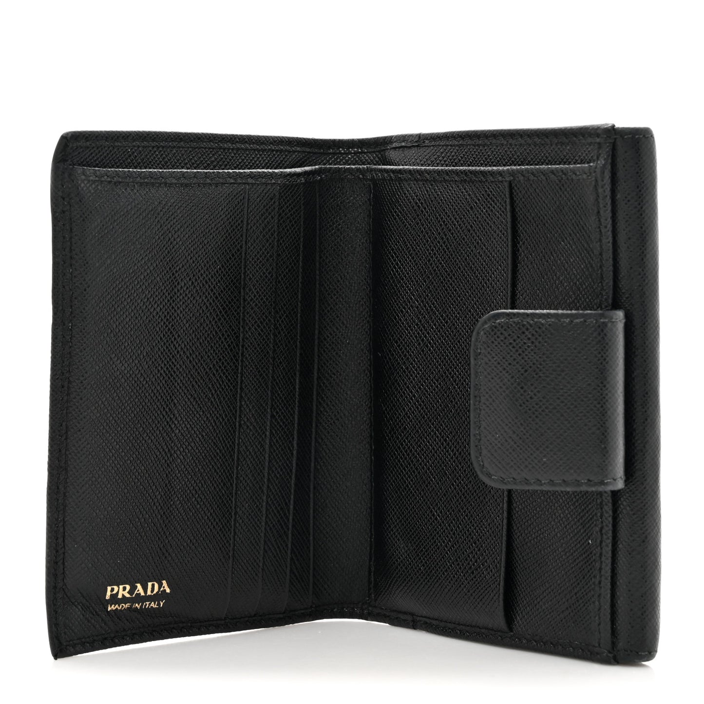 Saffiano Small Triangle Bi-Fold Wallet Black