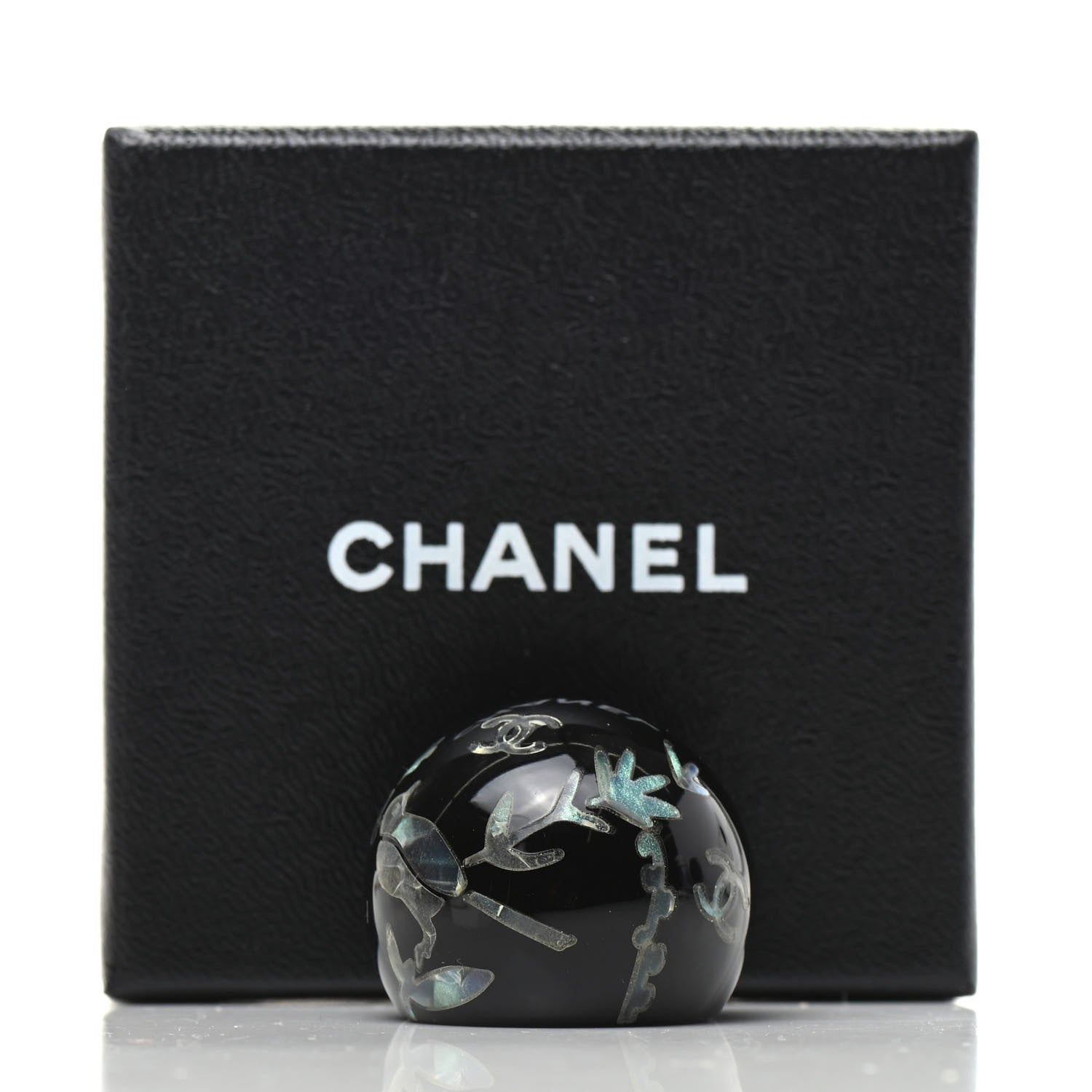 Chanel Resin Glitter Enamel CC Bird Ring 7 Black Green 5 of 5