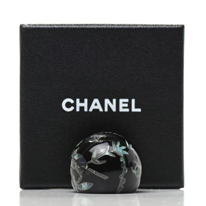 Chanel Resin Glitter Enamel CC Bird Ring 7 Black Green 5 of 5