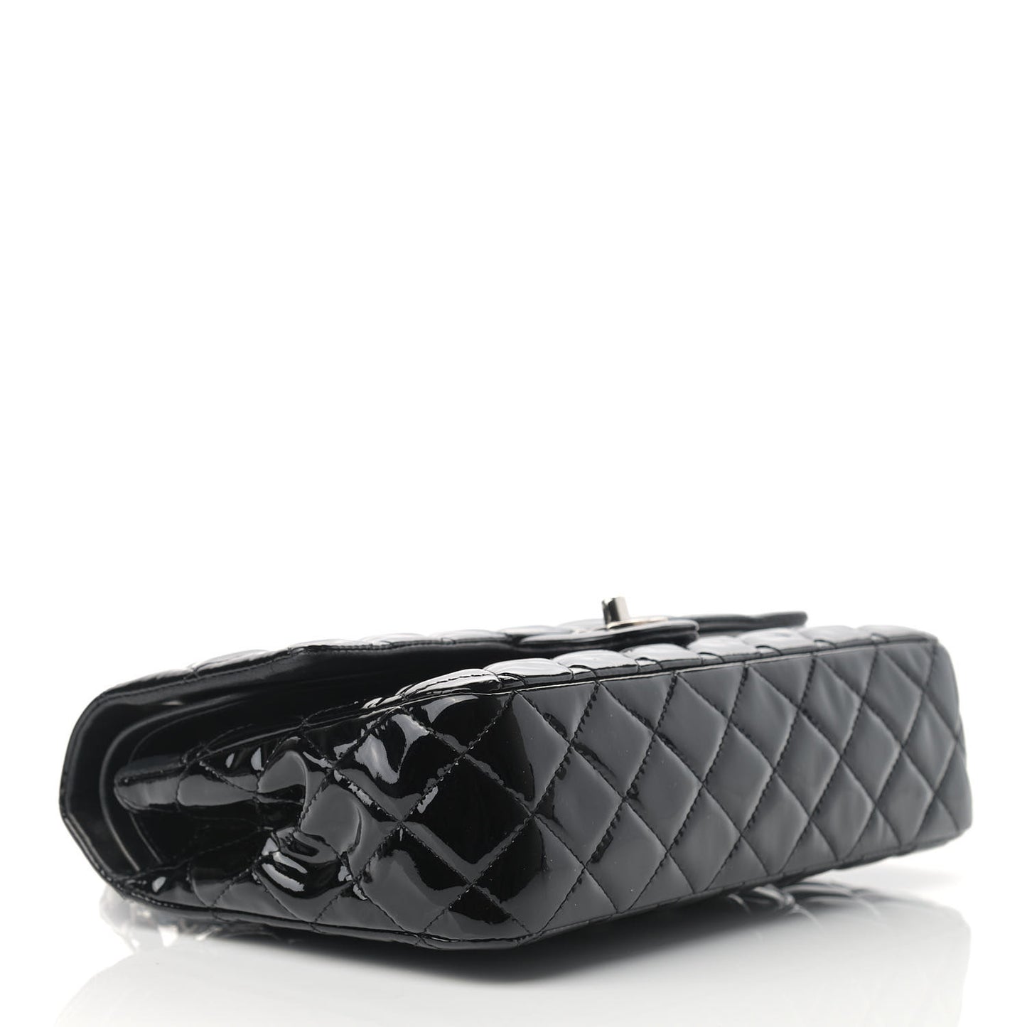 Patent Quilted Medium Double Flap Black
