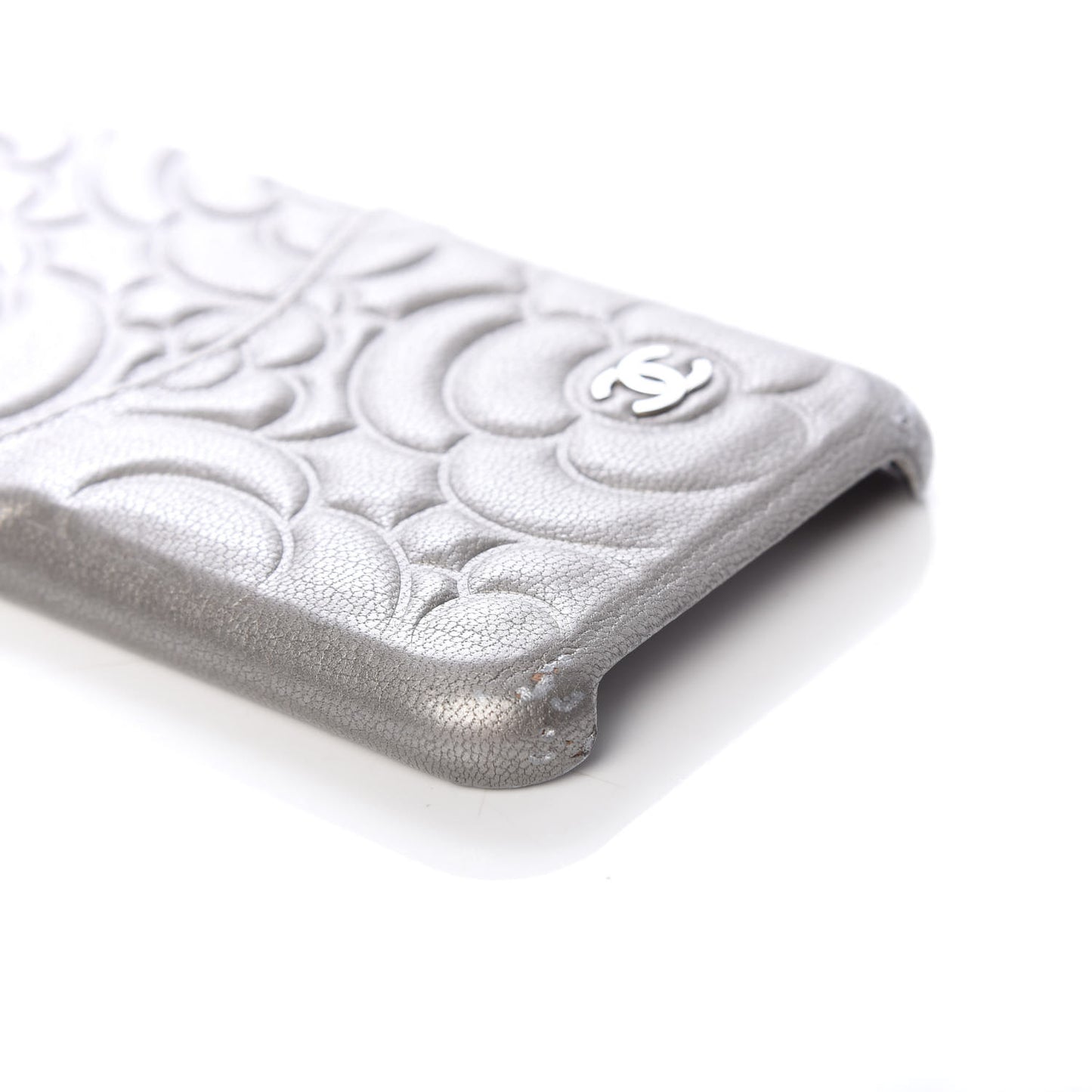 Goatskin Camellia Embossed iPhone X Case Grey