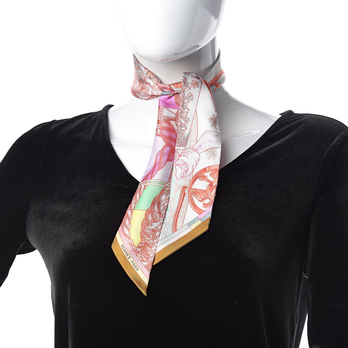 Silk Cavalleria D'Etriers Twilly Ocre Rose Vif Vert