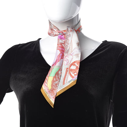 Hermes Silk Cavalleria D'Etriers Twilly Ocre Rose Vif Vert 2 of 4