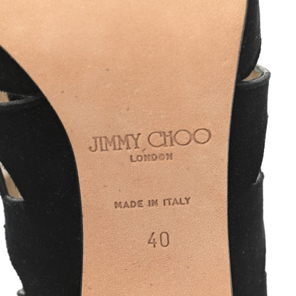 Jimmy Choo Suede Cutout Sandals 40 Black 6 of 7