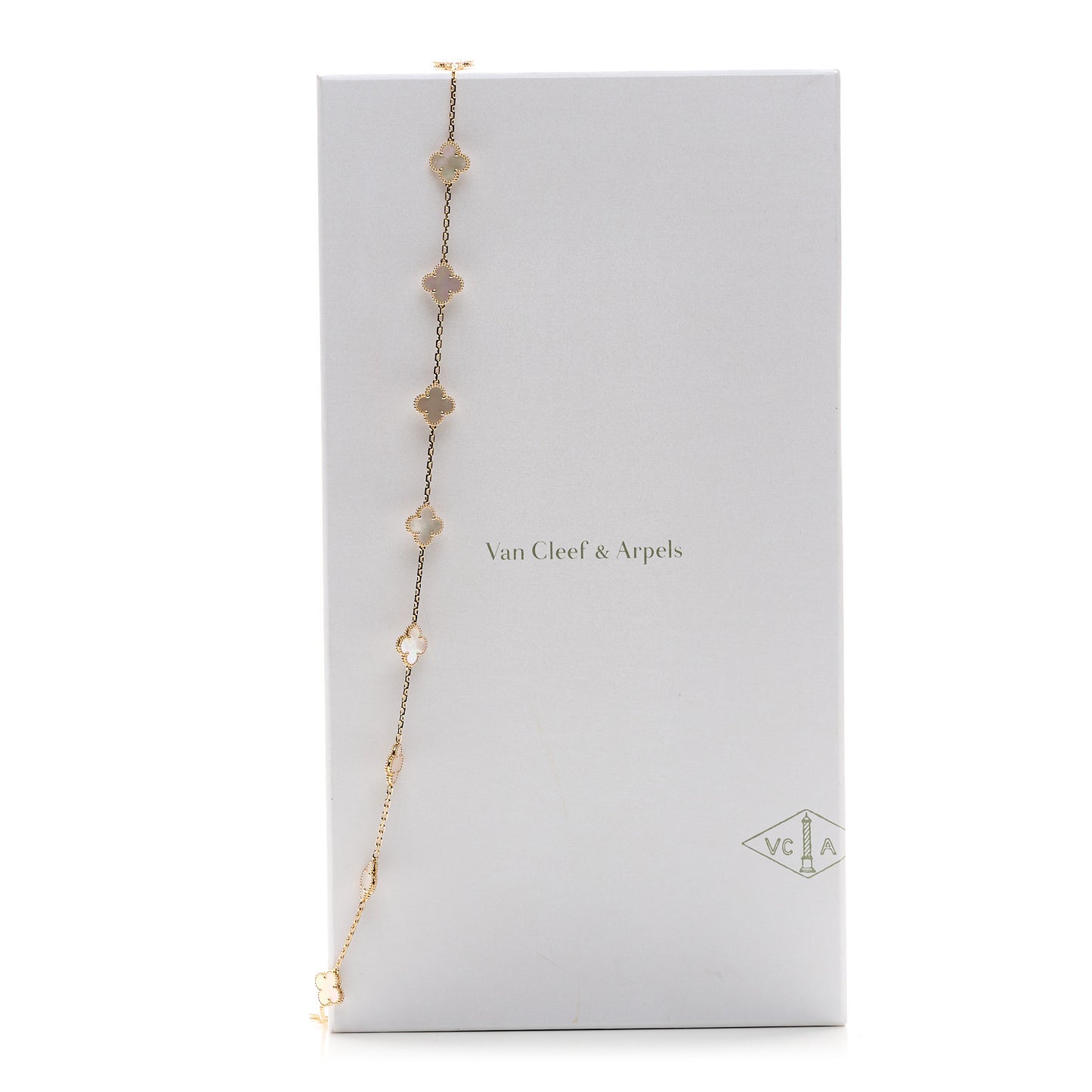 18K Yellow Gold Mother of Pearl 20 Motifs Vintage Alhambra Necklace