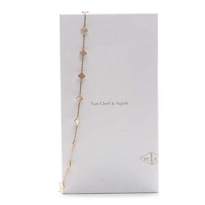Van Cleef & Arpels 18K Yellow Gold Mother of Pearl 20 Motifs Vintage Alhambra Necklace 6 of 6