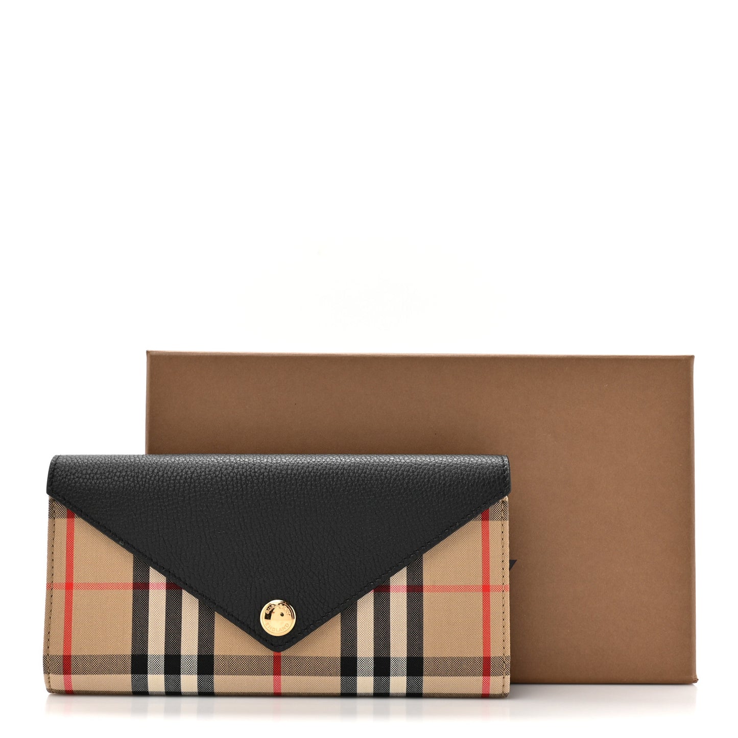 Vintage Check Grain Calfskin Halton Wallet Black