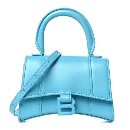 Balenciaga Shiny Box Calfskin Tonal B Hourglass Top Handle Bag Mini Azur 1 of 12