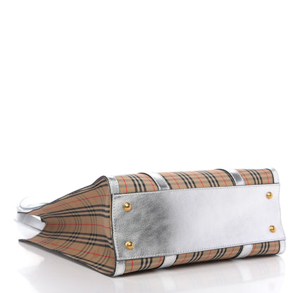 Burberry Metallic Calfskin Medium 1983 Knight Check Link Tote Silver 4 of 9
