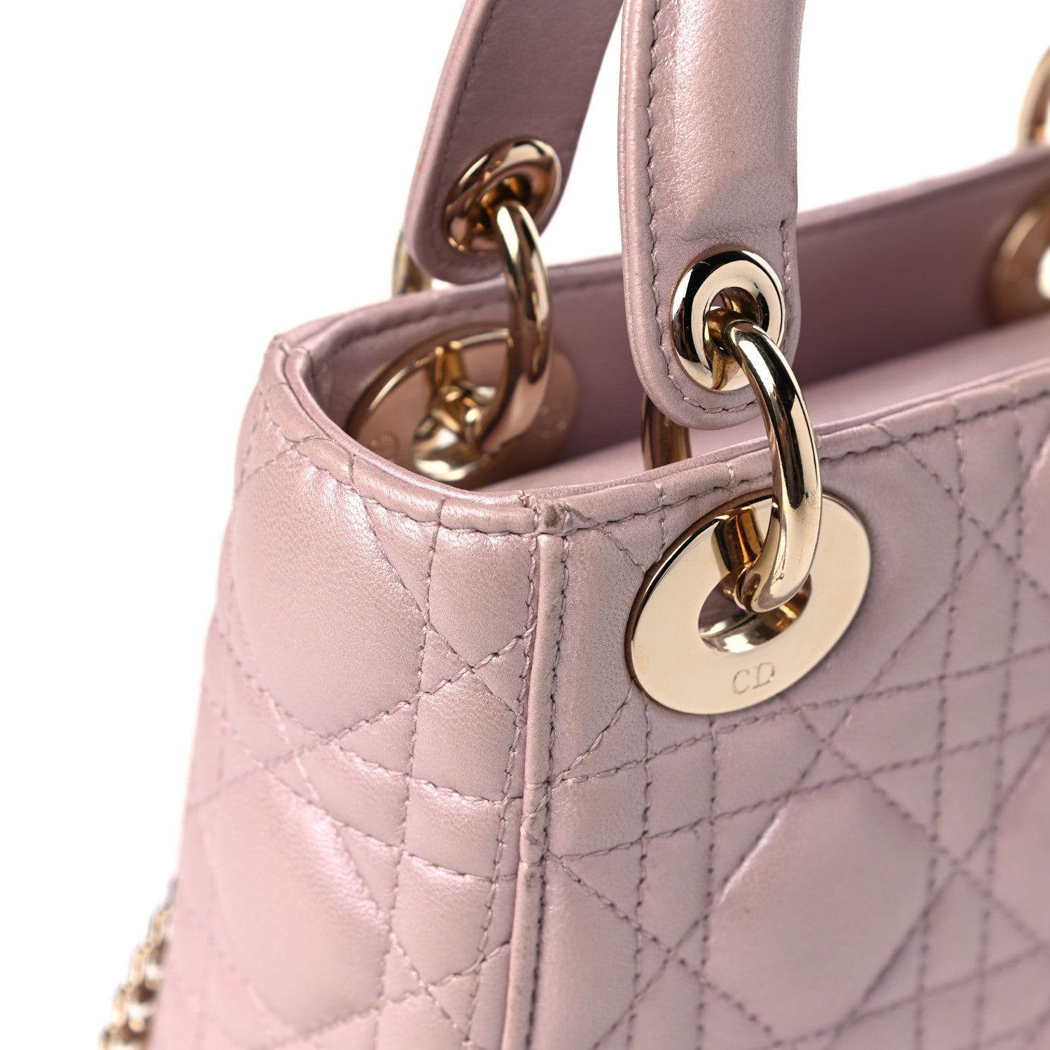 Christian Dior Metallic Lambskin Cannage Mini Lady Dior Lotus 17 of 20