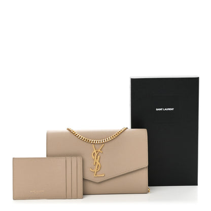 Saint Laurent Grain De Poudre Monogram Uptown Chain Wallet Taupe 11 of 11