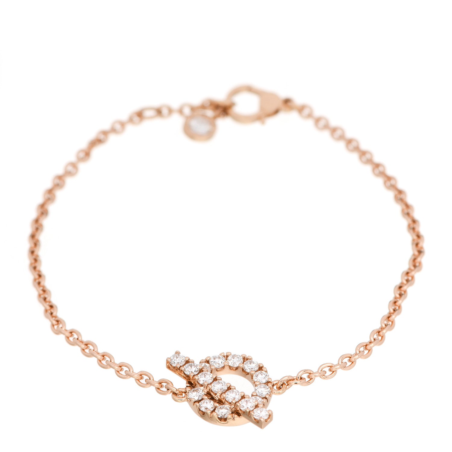 Hermes 18K Rose Gold Diamond Finesse Bracelet SH 1 of 4