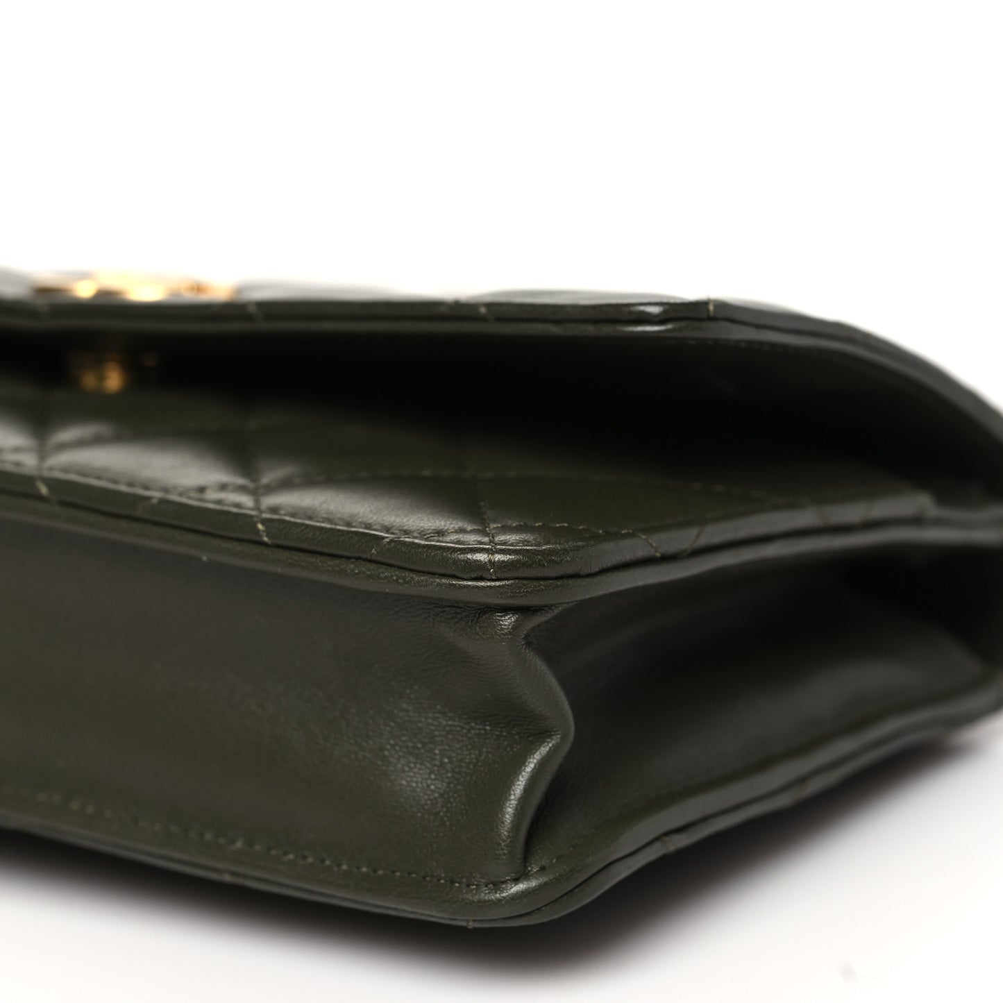 Lambskin Quilted Pick Me Up Wallet On Chain WOC Green