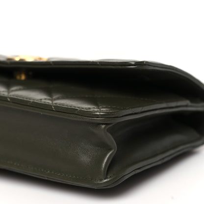 Chanel Lambskin Quilted Pick Me Up Wallet On Chain WOC Green 10 of 11