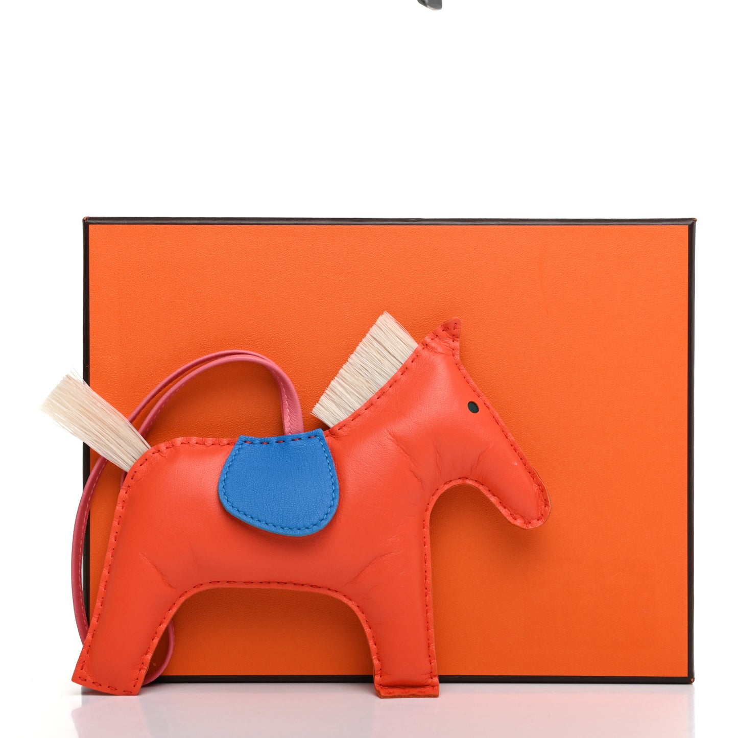 Milo Lambskin Horsehair Grigri Rodeo Horse GM Bag Charm Orange Poppy Bleu Zanzibar Rose Azalee