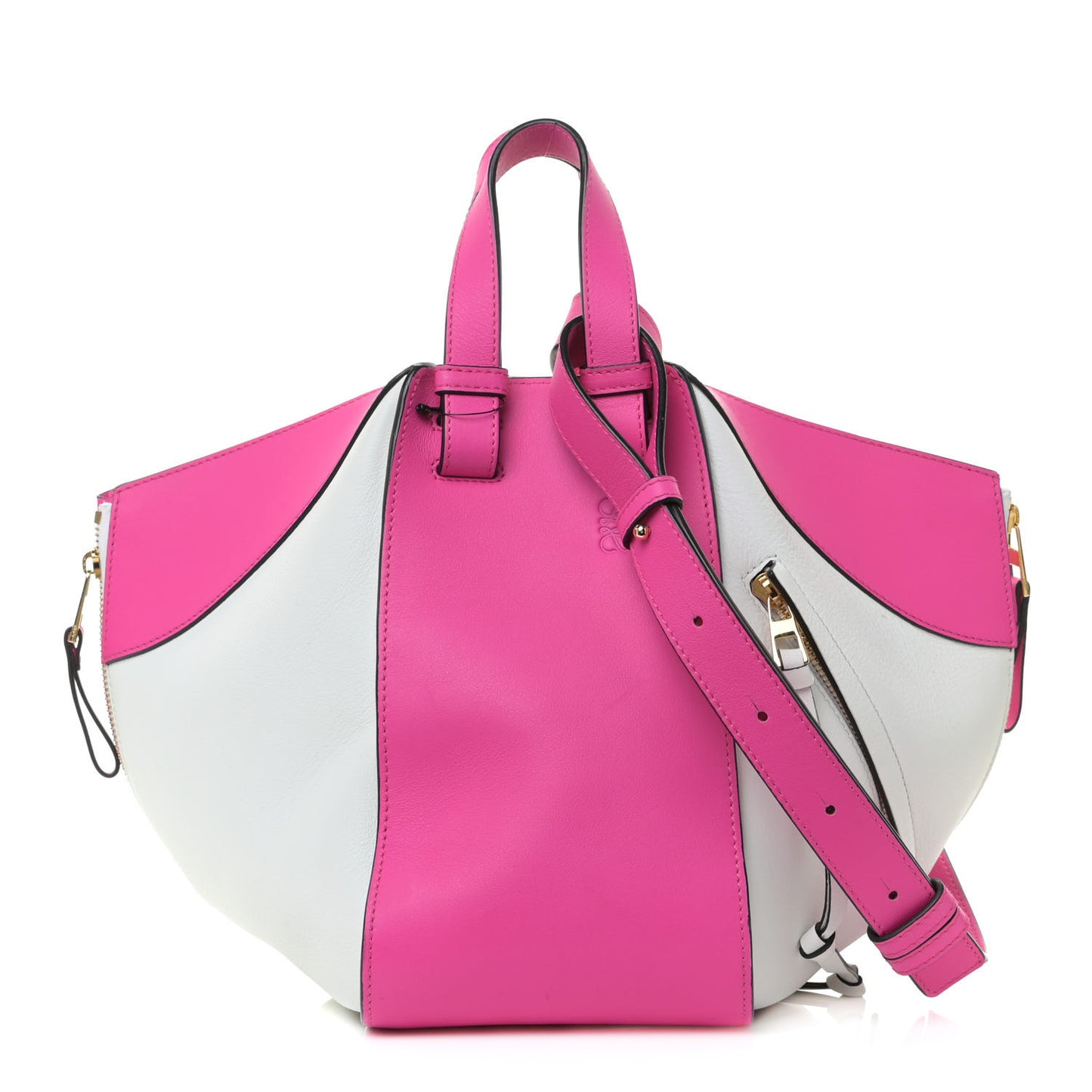Calfskin Small Hammock Shoulder Bag Shocking Pink White