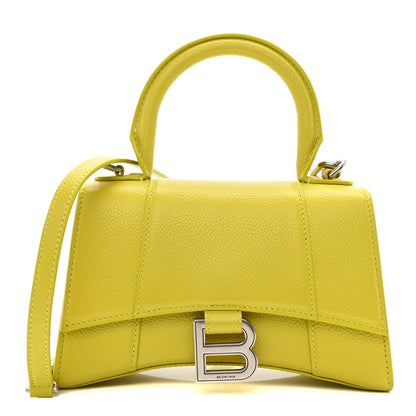 Balenciaga Grained Calfskin Hourglass Top Handle Bag XS Lime 1 of 9