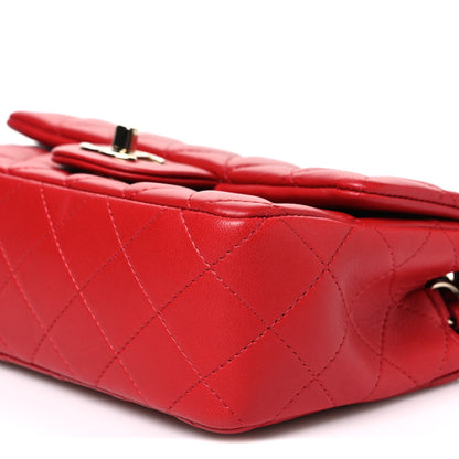 Chanel Lambskin Quilted Mini Rectangular Flap Red 10 of 11