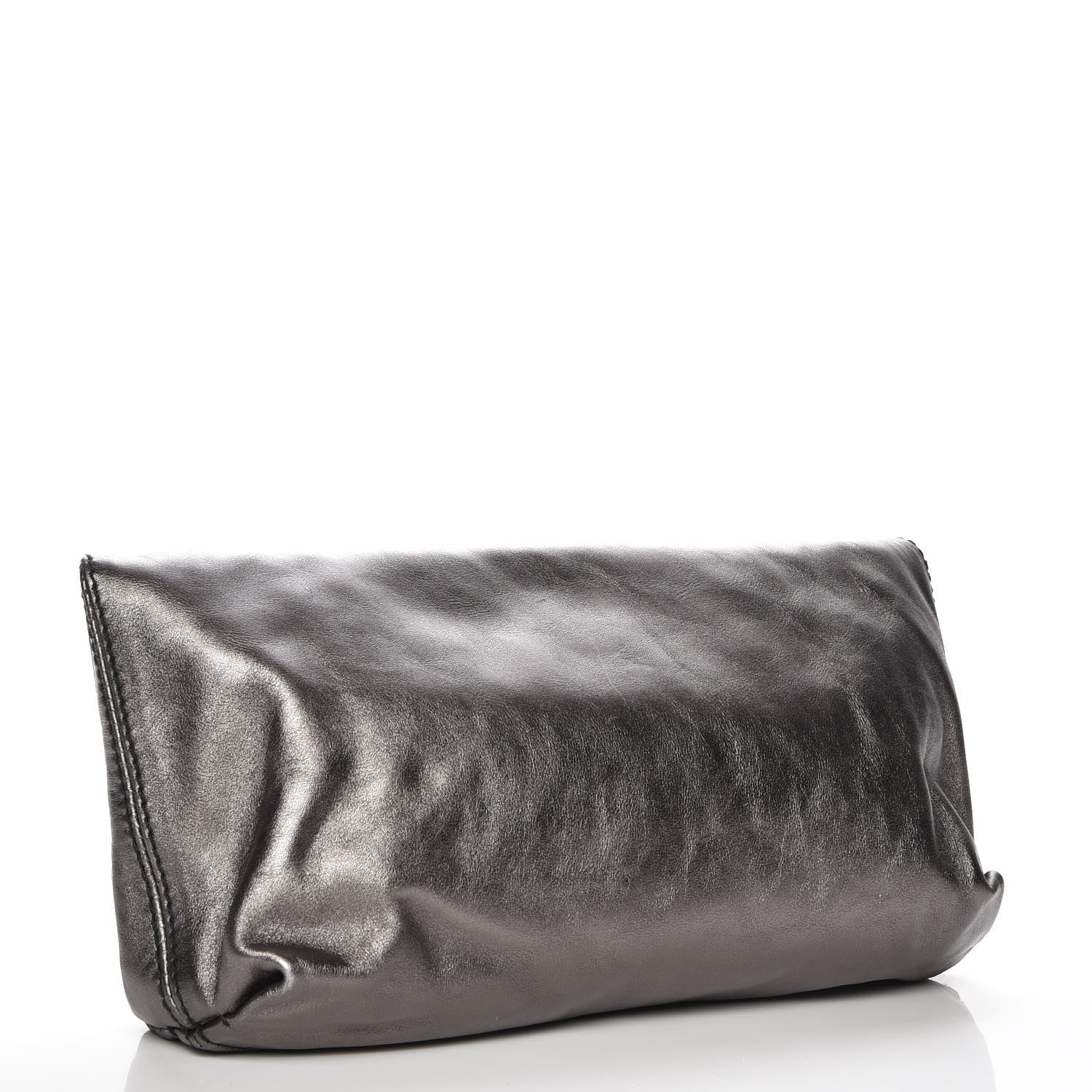 Lanvin Metallic Lame Happy Clutch Gunmetal 9 of 12