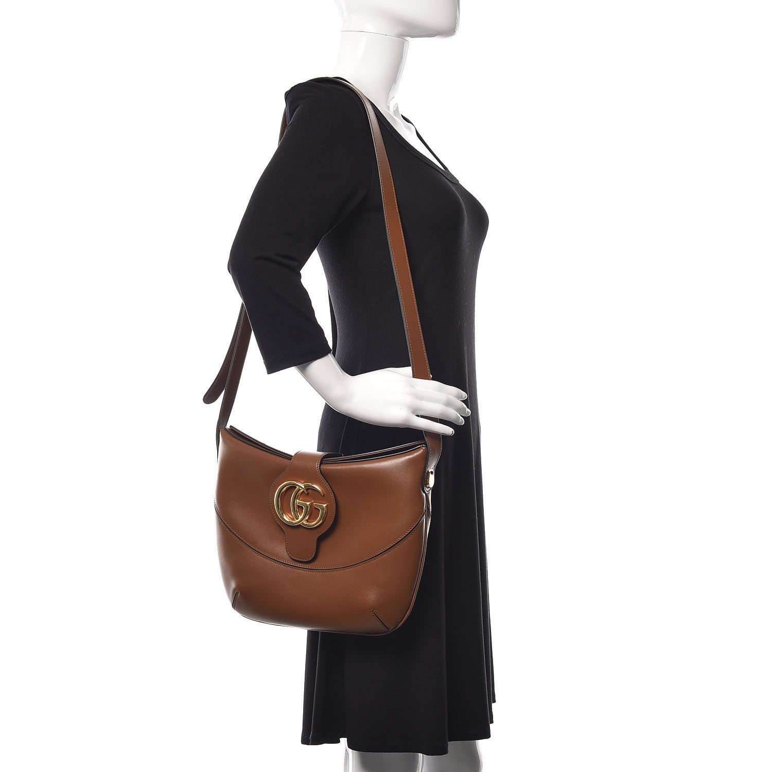Gucci Boarded Plutone Calfskin Medium Arli Shoulder Bag Nocciola 2 of 10