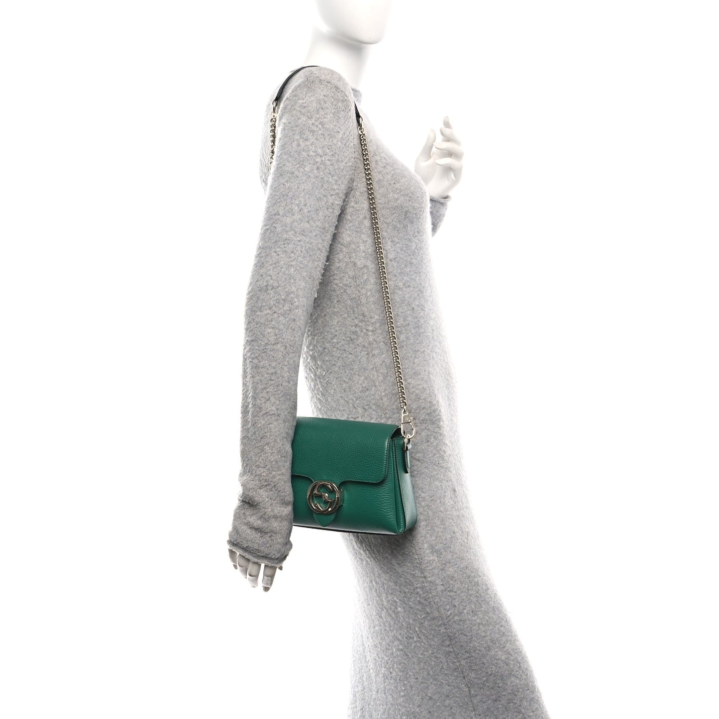 Dollar Calfskin Interlocking G Crossbody Bag Emerald