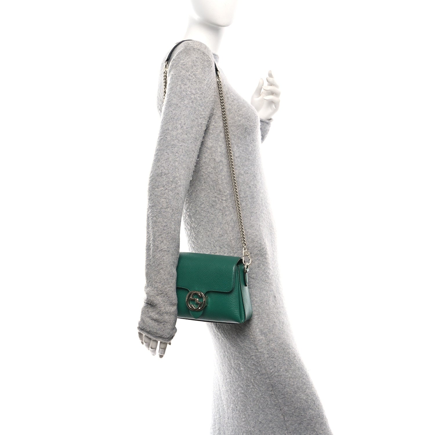 Gucci Dollar Calfskin Interlocking G Crossbody Bag Emerald 2 of 10